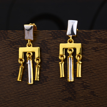 Ladies 22K Gold Plain Cz Earring -LPE210
