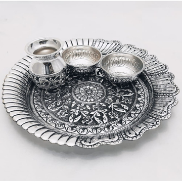 925 Pure Silver Antique Pooja Thali Set PO-263-12 by 