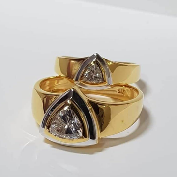 22k gold single stone couple ring by 