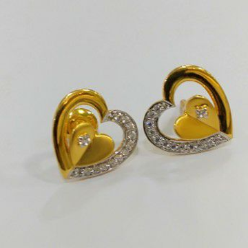 Gold Heart in Heart earrings by S B ZAWERI