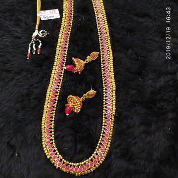 beautiful pink long necklace set#784