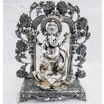 925 Pure Silver Ganesha Idol in Dancing Mudra 8Inc... by 