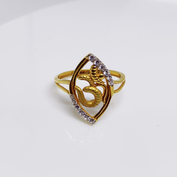916 gold om Marquoise shape CZ ladies ring by 