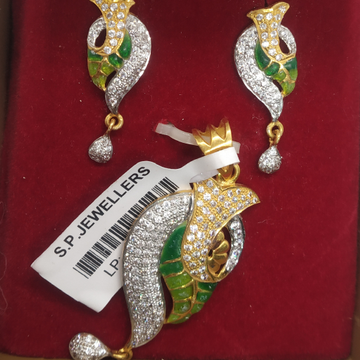 green color Pendant set by S.P. Jewellers