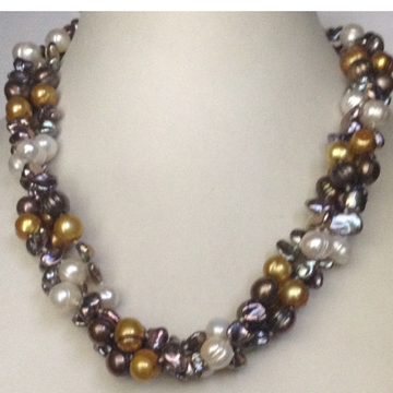 multicolour potato and baroque pearls twisted necklace JPM0159