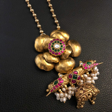 Antique gold plated 925 silver Designer Necklace by Veer Jewels
