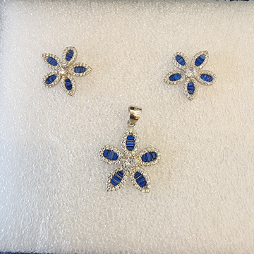 Sterling Silver Blue Stone Flower Design Pendant S... by 