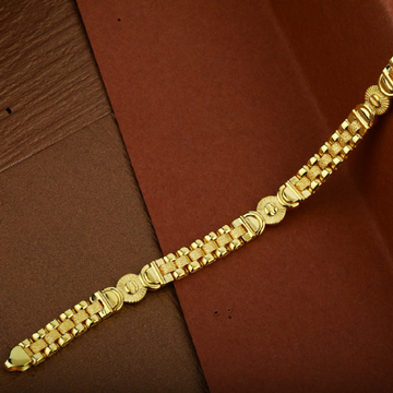Mens 22K Gold Designer Plain Cz Cartier Bracelet-M...