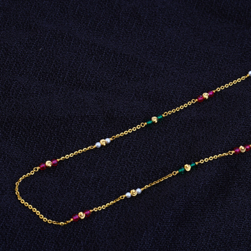 Ladies 916 Gold Designer Single line Moti Mala -AC...
