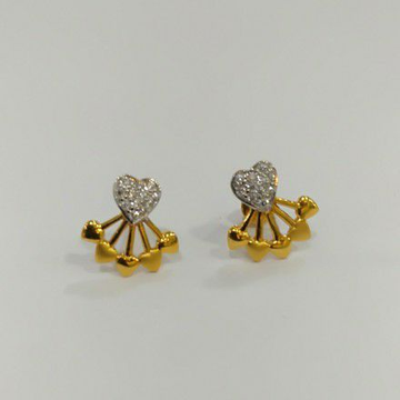 Gold Fancy Heart earrings by S B ZAWERI