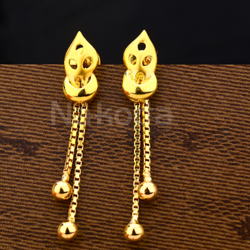 22KT Gold Ladies Delicate Plain Earring LPE327