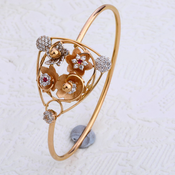 18CT Rose Gold Designer Ladies CZ Bracelet  Kada R...