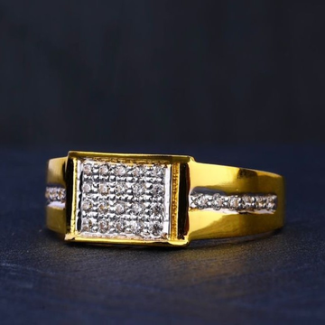 22K Gold Square Design CZ Diamond Ring by R.B. Ornament