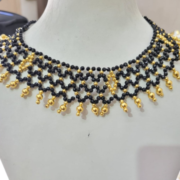916 gold black color beads choker set by 