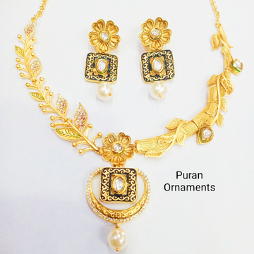 Pure silver necklace set with real kundan work.