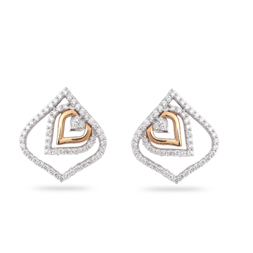 22KT Hallmark Gold Leaves Diamond Design Earring  by 