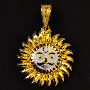 916 Gold Fancy Gent's Surya Minakari Pendant