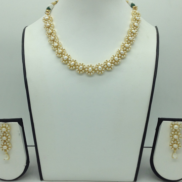Freshwater white button pearls necklace set jnc0112