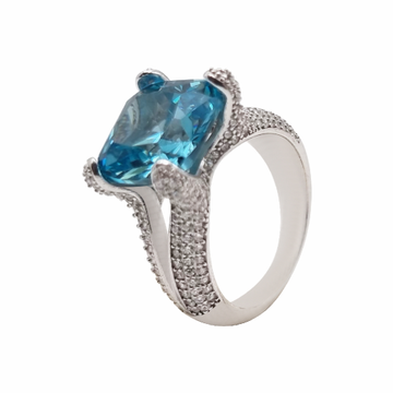 Cushion-Cut Sky Blue Topaz & Enamel Ring Sterling Silver | Kay