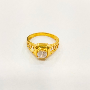 Vintage 14k Yellow Gold Solitaire Diamond Men's Engagement R