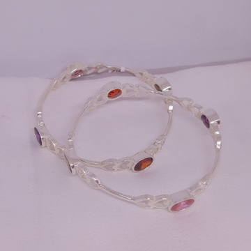 Silver Heart design with mix Stone ladies Bangle by Rangila Jewellers