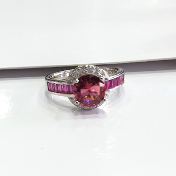 Silver 92.5  Fancy Design Pink Diamond Ladies Ring by 