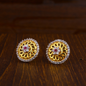 916 Gold CZ Hallmark Fancy Ladies Tops Earrings LT...