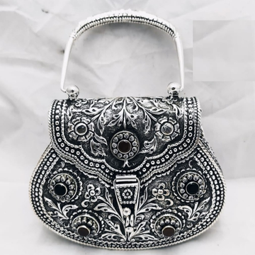 925 pure silver ladies purse with handle in fine n...