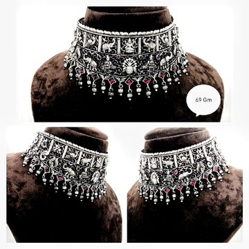 Pure silver  temple chokar necklace in light weigh... by 