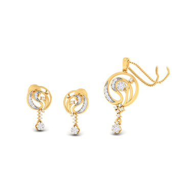 22k gold cz wondrous pendant set by 