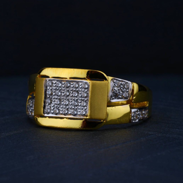 22K Gold Square Design Ring For Men by R.B. Ornament