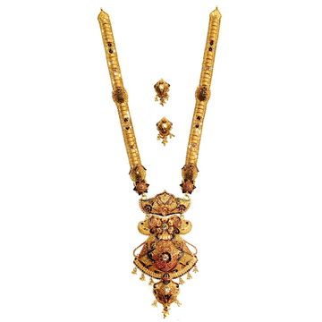 22k gold kalkutti long necklace set mga - gn0052