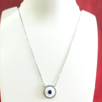 92.5 Silver Evil Eye Diamond Chain Pendant by 