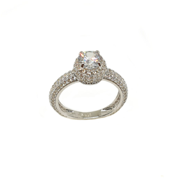 925 Sterling Silver Round Shaped Solitaire Diamond...