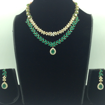 Pearls and Green CZ Necklace Set JNC0215
