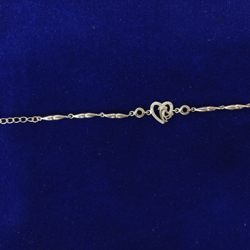 92.5 silver bracelet dolphin in heart shape by Ghunghru Jewellers