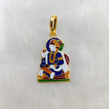 916 Gold Swaminarayan Bhagavan Minakari Pendant