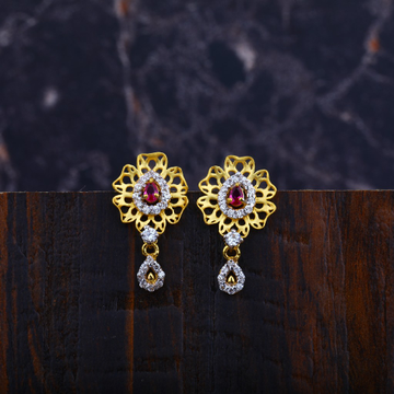 Ladies Cz Gold 916 Earrings-LFE89
