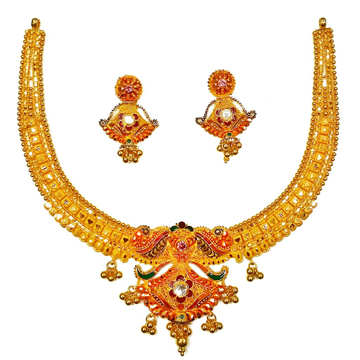 22k gold kulkatti half necklace set mga - gn0039
