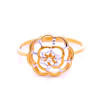 A very unique and floral diamond ring in yellow go...