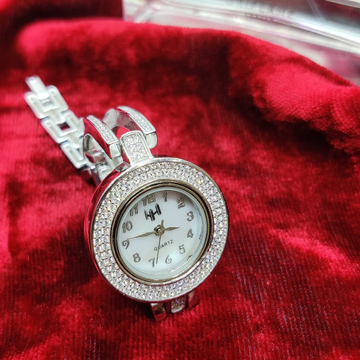 92.5 sterling silver round shape watch for ladies... by Veer Jewels