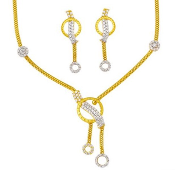 22Kt Gold CZ Fancy Necklace Set SO-N002 by S. O. Gold Private Limited