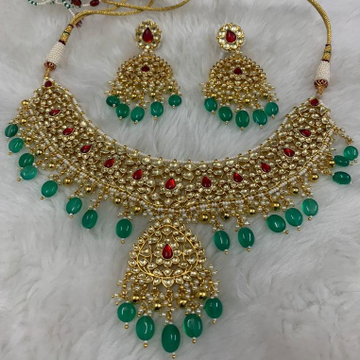 Imitation Green Stone Bridal Necklace Set  by 