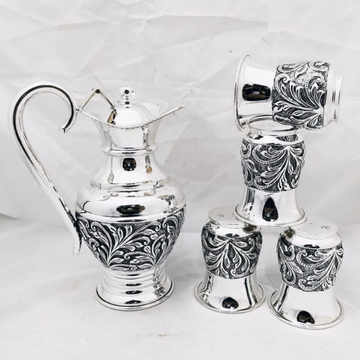 925 pure silver stylish antique jug and glasses se... by 