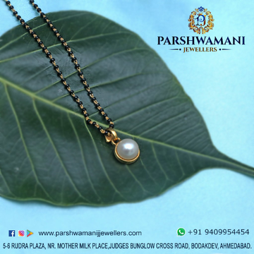 22 carat Gold Delicate Mangalsutra with pearl pend...