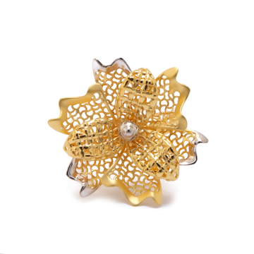 22k yellow gold stylised flora ring by 
