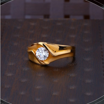 22k yellow gold trendy cz ring for mens r18-872 by 