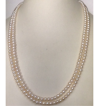 Freshwater White Round Pearls Necklace 2 Layers JPM0065