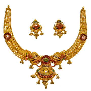22k gold calcutti half necklace set mga - gn0045