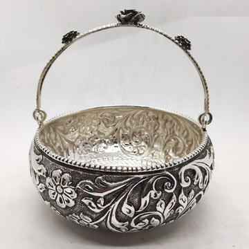 puran pure silver stylish flower basket in easy to... by 